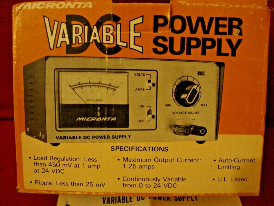 MICRONTA VINTAGE UNUSED DC VARIABLE POWER SUPPLY 22-123 IN BOX WITH MANUAL - Image 4 of 4