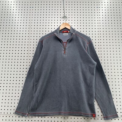 Agave 1/4 Zip Pullover Sweater Mens Medium Gray Made USA Long Sleeve 23x27.5