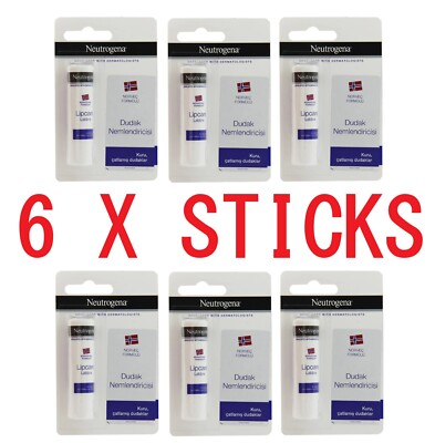 6 x Sticks of Neutrogena Lip Balm Norwegian Formula for Dry, Chapped Lips