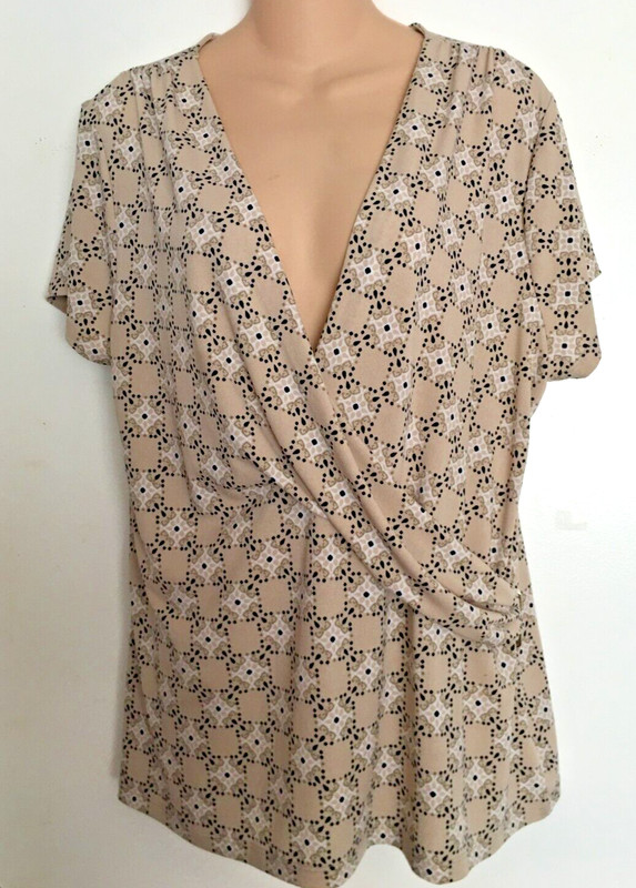 CHARTER CLUB DEEP FAUX CROSS OVER FRONT TOP-SIDE FAUX CLASP-NAVY/GOLD/BEIGE-XL