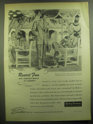 1946 Hickey-Freeman Sports Jacket Ad - Resort Fun has already begun in Florida