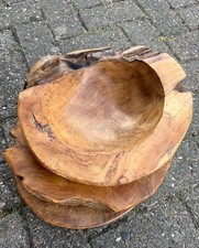 Schale Teakholz 30 cm Holz Teakdeko UNIKATE Obstschale Teak natur Teakschale NEU