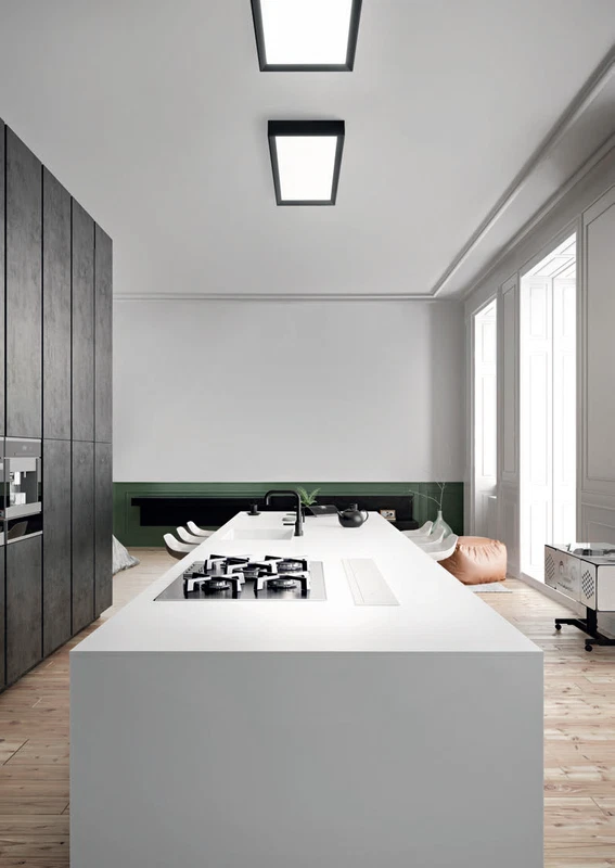 Plafoniera Lampada a Soffitto Parete LINEA LIGHT TARA Rettangolo 74 cm Nero LED, fotografia 3 di 9