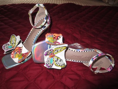New Betsey Johnson floral colorful beaded butterfly heels shoe 6