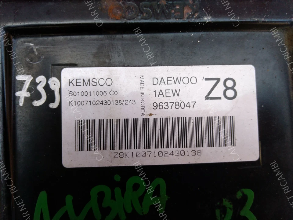 S010011006 KEMSCO 96378047 1AEW Z8 CENTRALINA MOTORE ECU DAEWOO NUBIRA 1.6 16V Foto 2 de 4