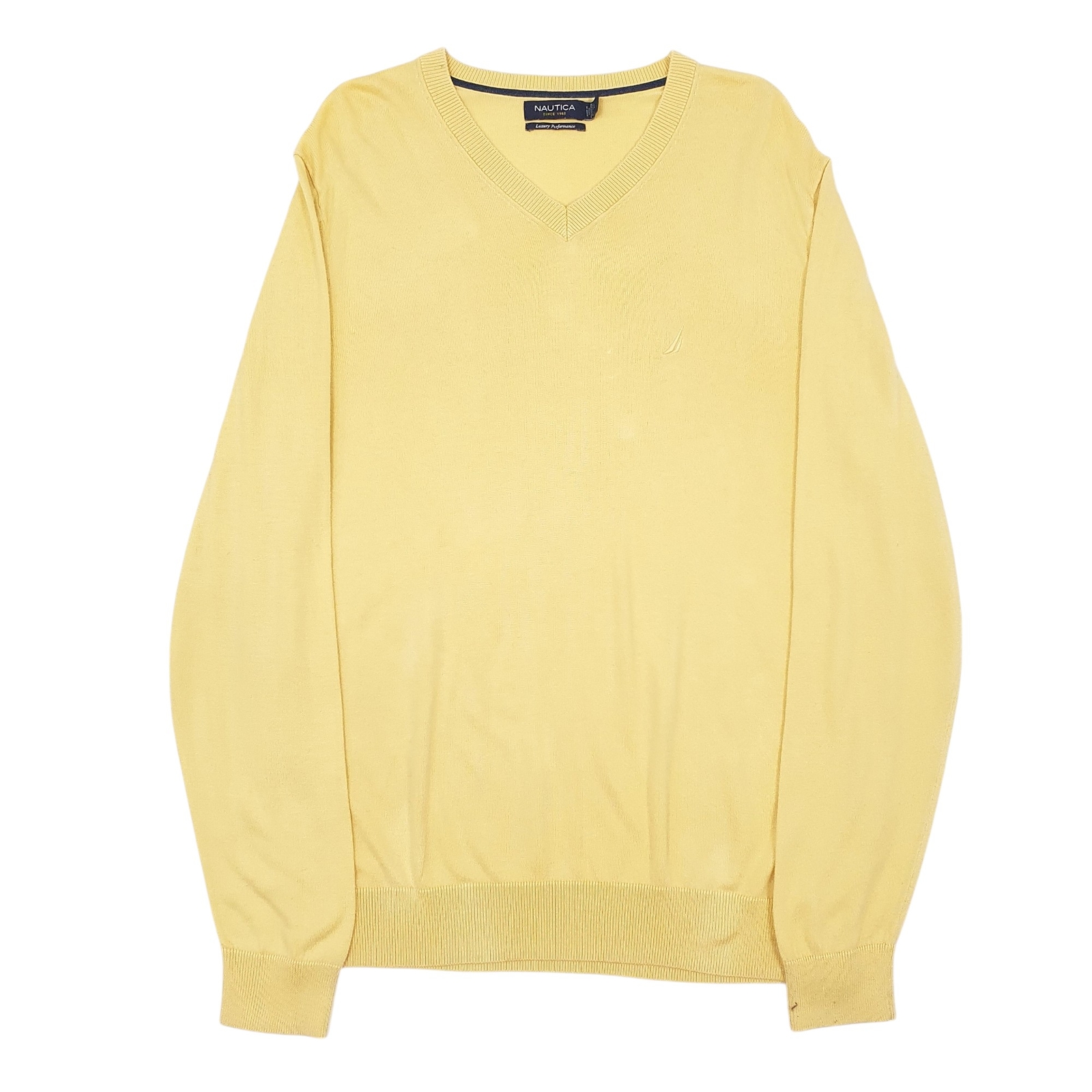NAUTICA V Neck Knitwear Luxury Performance Jumper Sweatshirt Mens L