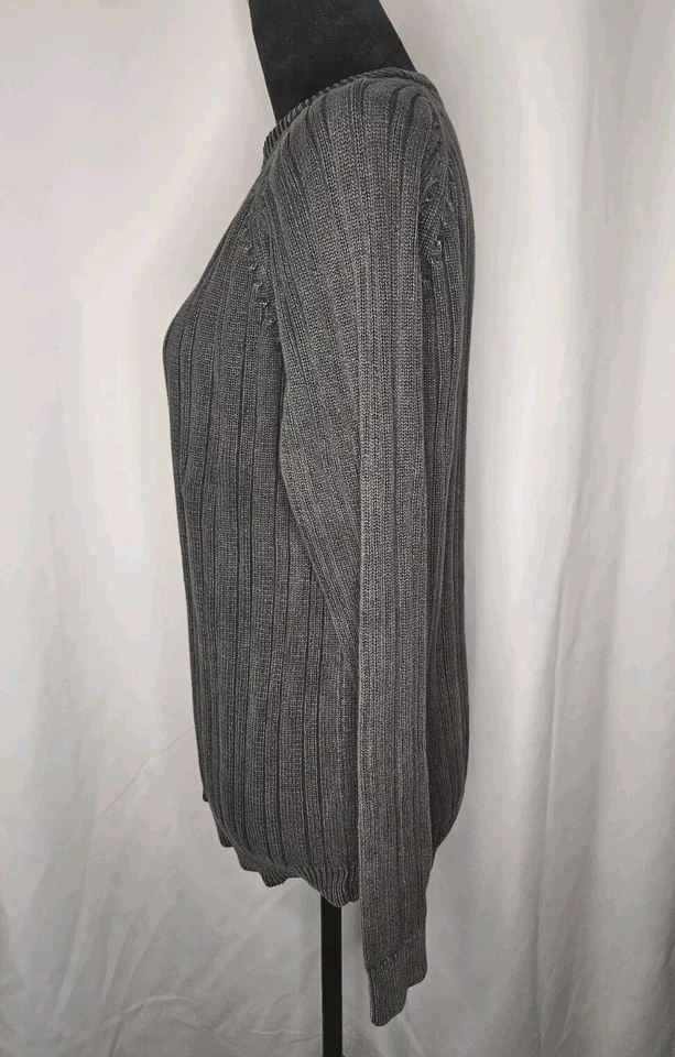 Vintage Sonoma Sweater Womens Size Medium Gray 100% Cotton Ribbed Knit  - Image 3 of 4