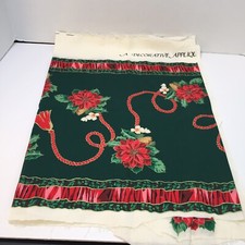 Decorative Applique Table Runner Christmas Poinsetta Holly Pinecones 19" x 60"