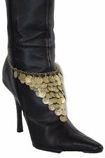 Fun Women Boot Bracelet Antique Gold Metal Chain Anklet Fashion Shoe Coins Charm