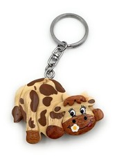 Handmade Wooden Keyring Cow Farm Flower Cow Calf Animal Dairy Cow