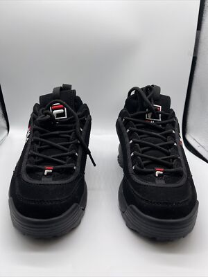 BIG KID'S FILA DISRUPTOR II FW04544-014 BLACK/WHITE/VRED