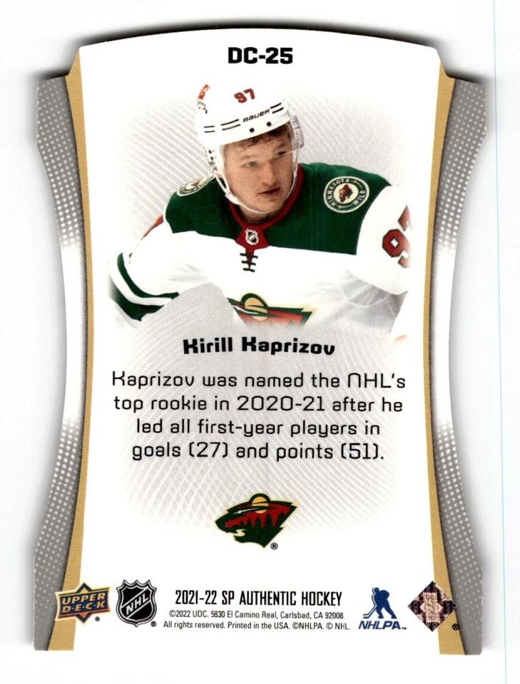 2021-22 SP Authentic Die Cuts Kirill Kaprizov #DC-25 - Image 2 of 2