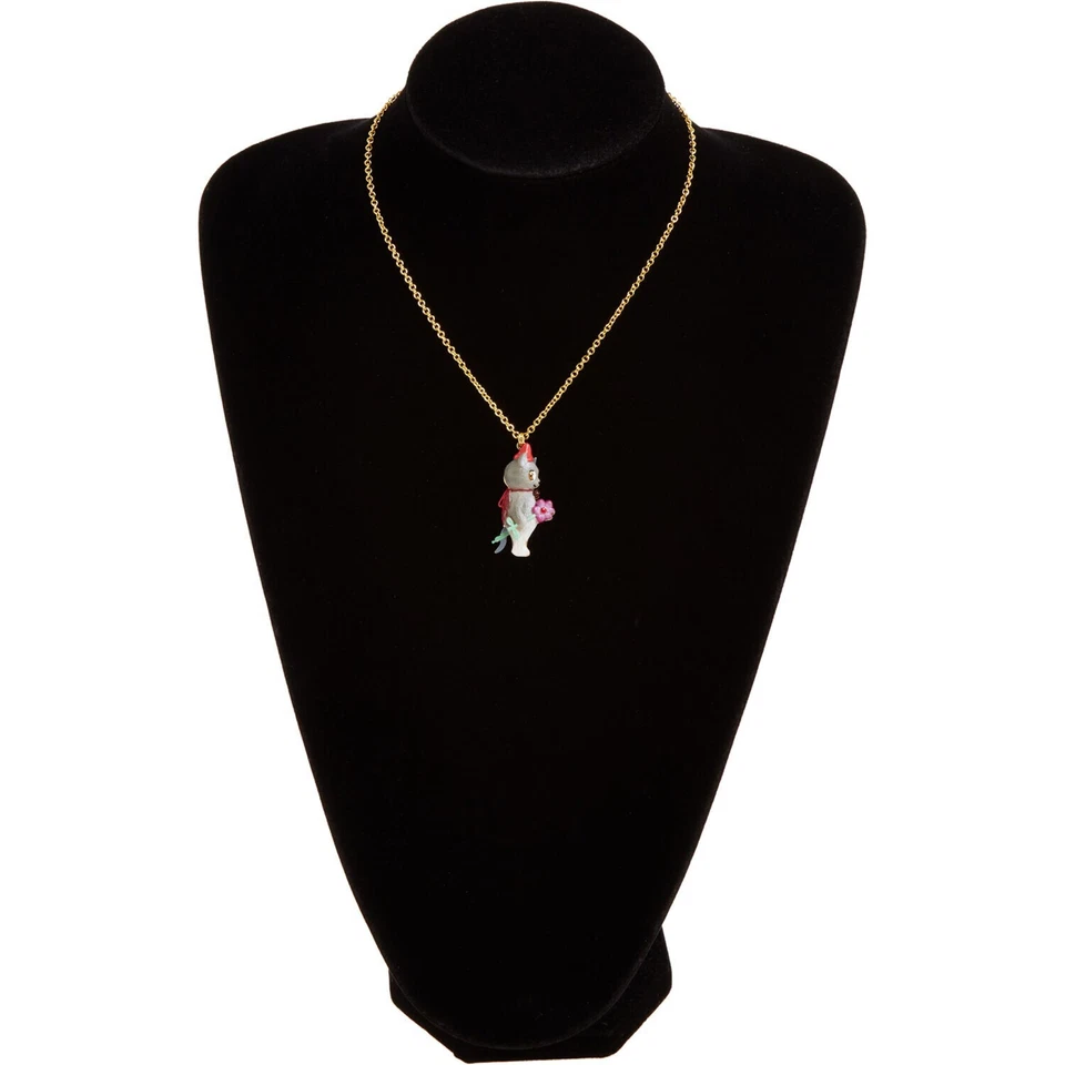 COLLAR COLGANTE LES NEREIDES N2 GATO GRIS CON FLORES - NUEVO Foto 2 de 3