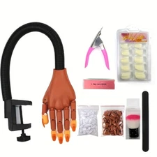 ABS Nail Practice Manikin Hand Set, Flexible Manicure Training Hand with Stand