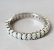 Dainty Fire Opal Ring 925Silver Opal Stacking Ring Anniversary Gift Ring For Her