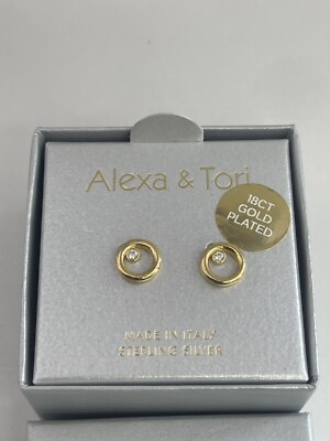 ALEXA TORI 18CT GOLD PLATED STUD EARRINGS UK
