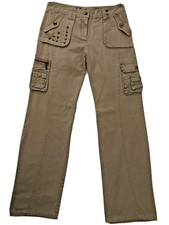 Y2K Beige cargo pants mid rise late 90s baggy grunge style wide leg cargo
