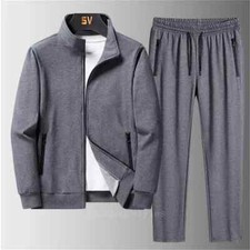 Mens Tracksuit 2 Piece Casual Pants Jacket Oversized Sweatsuit Lightweight Set