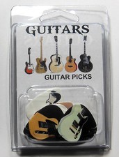 "GUITARS" Guitar Pick Pack, 6 Picks .71mm Medium, Clamshell Package, pics picks