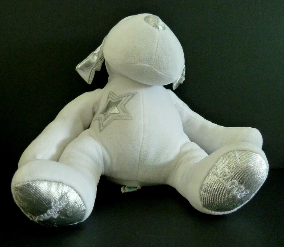 i9. DOUDOU PELUCHE DOUGLAS 2008 CHIEN BLANC ETOILE ARGENT 32 cms - TTBE - Photo 2/4