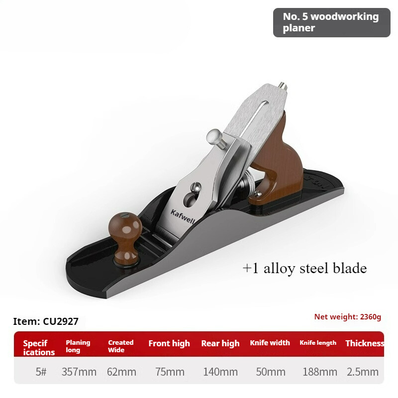 Mini Wood Planer – Small Flat Bottom Hand Plane Tool, Ebony Base, High-Speed Steel Blade, Metal Wedged Clamping – For Trimming, Chamfering & Planing Straight Objects