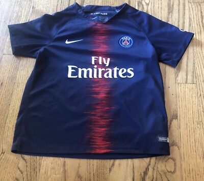 NIKE YOUTH Extra Large DRI FIT FLY EMIRATE SHIRT, PARIS SAINT-GERMAN, NAVY/RED