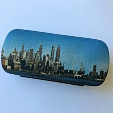 London Skyline Eyeglass Case Holder Vintage Made in England Open Close Spring