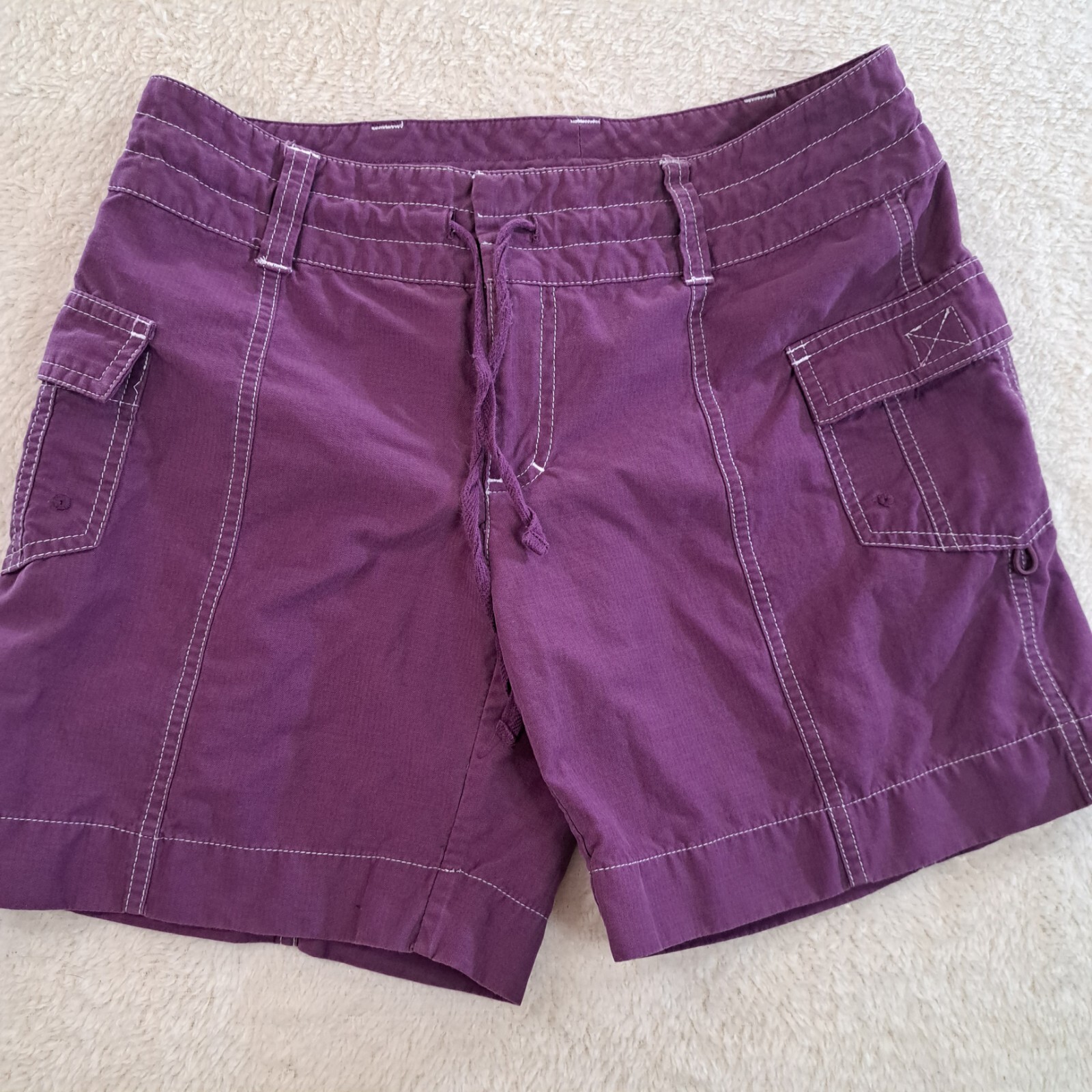 Athleta Women's Cabo Linen Shorts Purple 54023 Size 4 Drawstring Waist