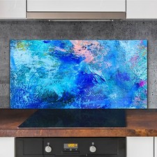 Painting Abstract Blue Lake Kitchen Printed Splashback Toughened Glass 120x60