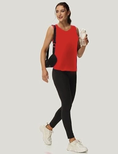 Women S Red Racerback Tank Top, Yoga, Workout Running, High Neck, Back Pleat NEW - Picture 11 of 11