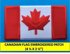 LARGE CANADIAN FLAG EMBROIDERED PATCH IRON-ON SEW-ON CANADA MAPLE LEAF(4.5x2.5")
