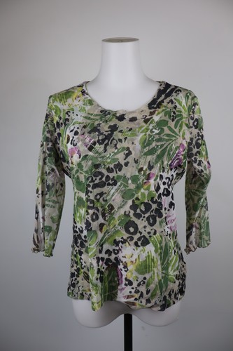Krizia, Krizia For You Active Womens Floral 3/4 Sleeve T-Shirt M Multicolor Vintage
