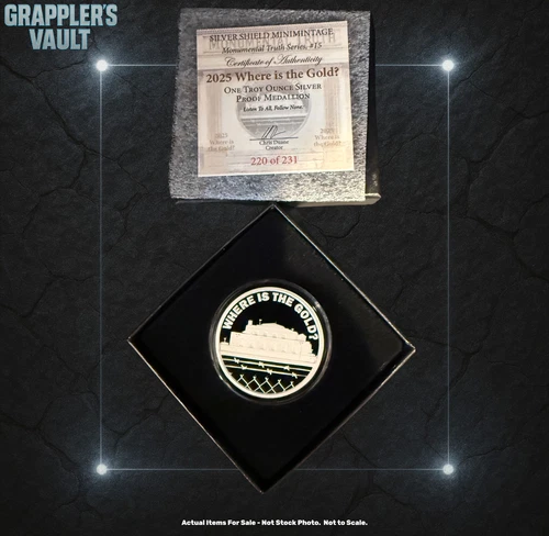 Silver Shield 2025 Where Is The Gold? .999 AG Proof Round - Compare @ $300-$700!