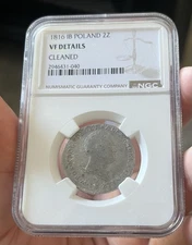Kingdom of Poland 2 złotych 1816 IB, Warsaw VF Details NGC Rare