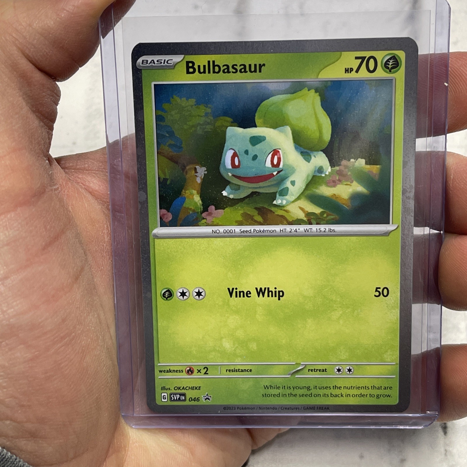 Bulbasaur SVP EN 046 - 151 Black Star Promo - Cosmos Holo Pokemon Card NM SWIRL