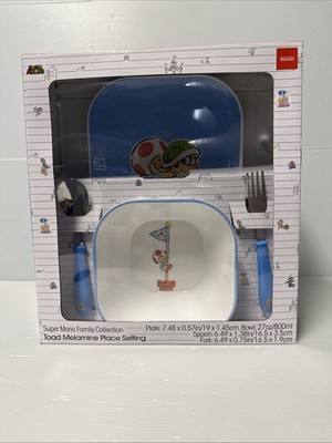 Nintendo Store NY Super Mario Home Collection Toad Melamine Place Set Dmg Box