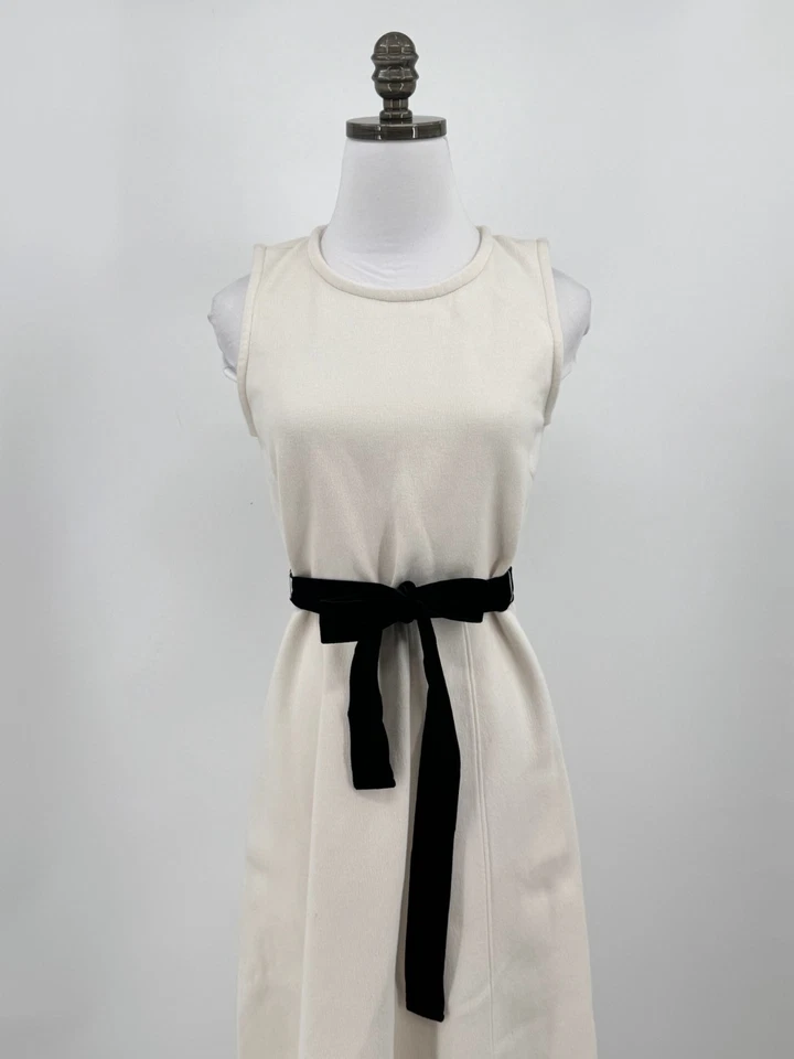 J.CREW Womens Ivory Midi Fit Flare Dress 4T Brushed Cotton Crew Sleeveless - Image 2 of 4