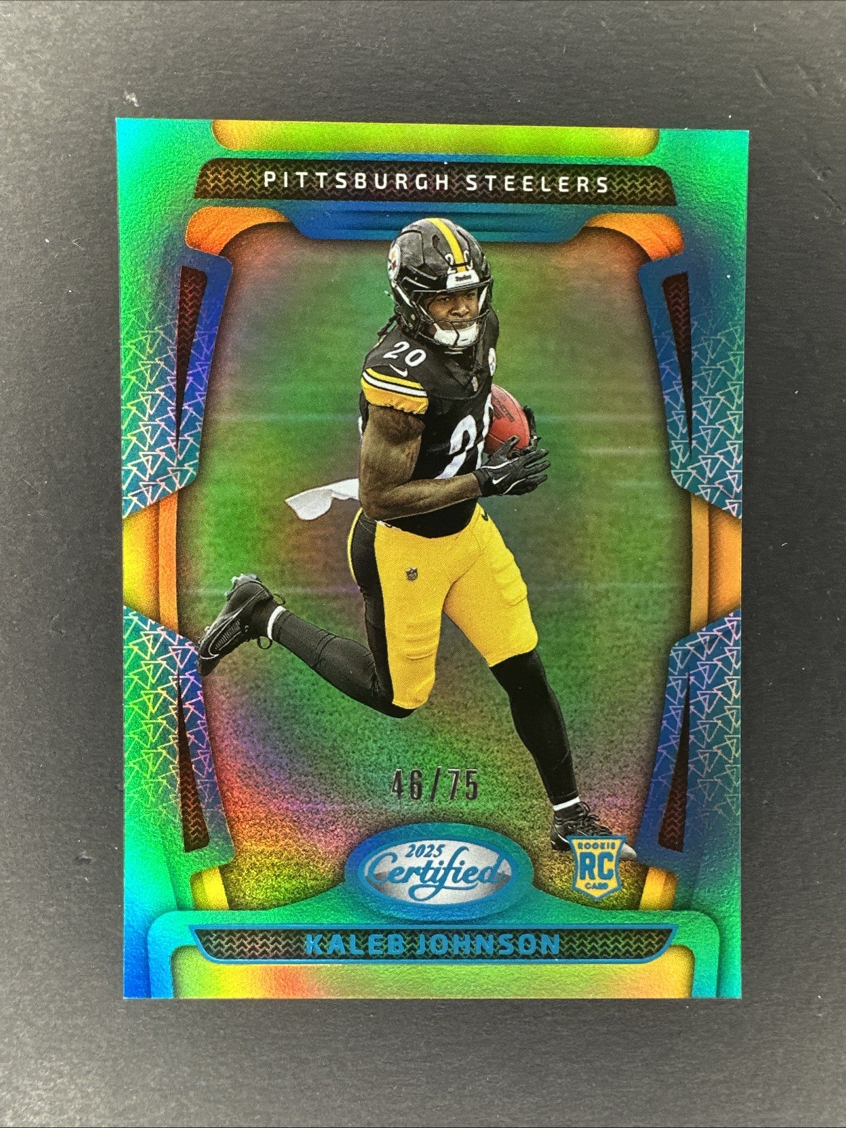 Kaleb Johnson 2025 Panini Certified Mirror Teal #142 #46/75