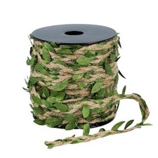 Natural Jute Twine with Green Leaf - 100 Feet 30 Meters 100-Foot Roll