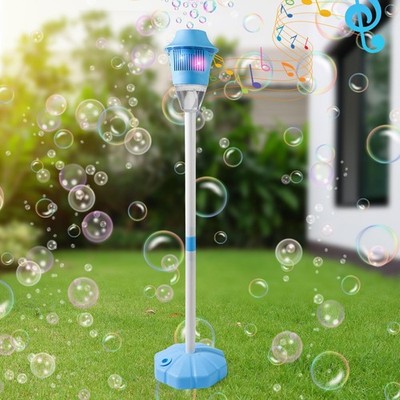 Kids Bubble Maker Automatic Blaster w/ Music Lights Adjustable Height Party Blue