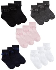 Kids Cotton Lace Socks Girls Fold Over Frilly Trim School Everyday Party Sock