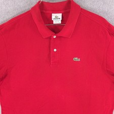 Lacoste Red Cotton Regular Fit Golf Casual Polo Shirt Mens FR7 2XL