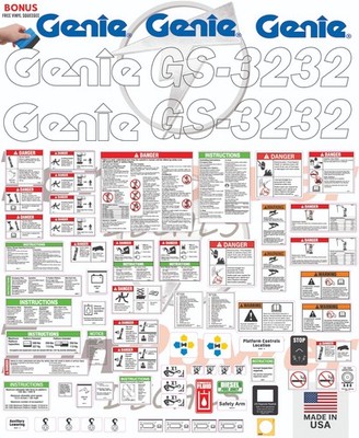 Fits Genie GS-3232 Scissor Lift Decal Kit   Laminated 3M Vinyl / Free Shipping