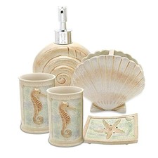 5 Piece Bathroom Accessories Set with Dispenser, Toothbrush Holder, Tumblers, So
