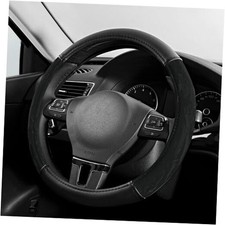 Steering Wheel Cover, Silk Grain Leather Car Steering Wheel Protector, Black