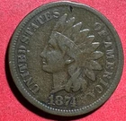 1874 US Indian Head Cent! Fine! Nice! Old US Coin!