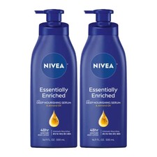 NIVEA Essentially Enriched Body Lotion For Dry Skin, Pack of 2, 16.9 Fl OZ Pump.
