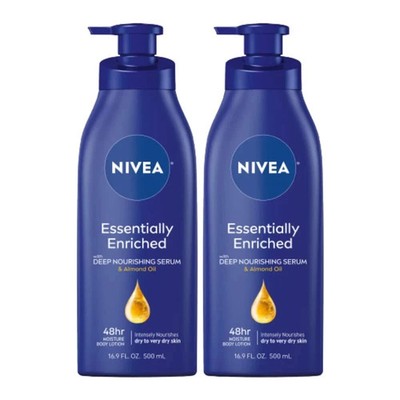 NIVEA Essentially Enriched Body Lotion For Dry Skin, Pack of 2, 16.9 Fl OZ Pump.