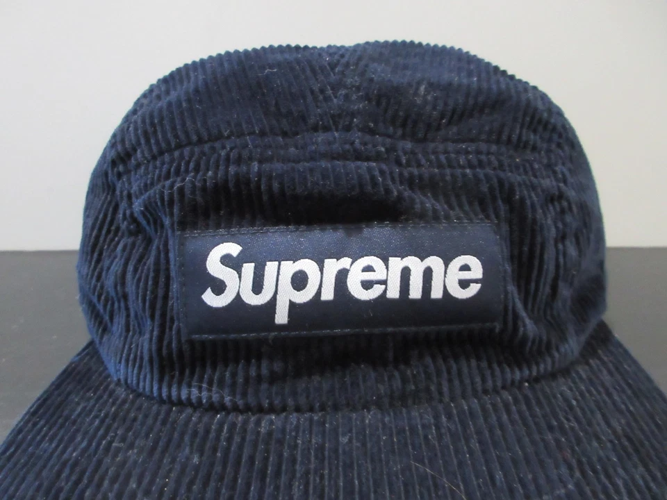 Boné vintage Supreme chapéu alça traseira painel preto streetwear veludo EUA masculino anos 90 - Imagem 2 de 4