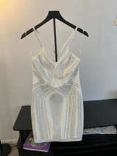 Fashion Nova Rhinestone Sequined White Body Con Dress Size M